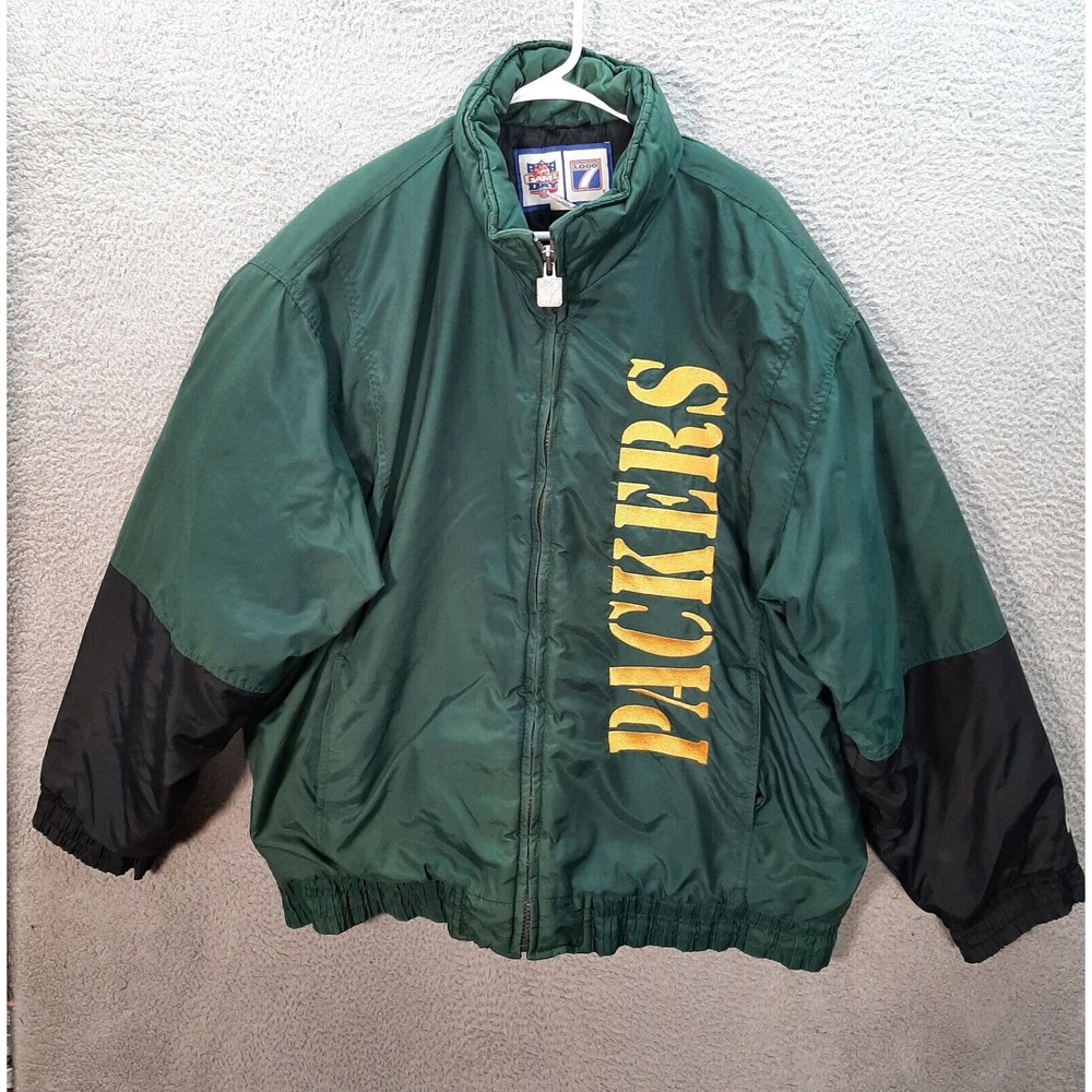 Vintage Green Bay Packers Jacket Adult Extra Large Green Logo 7 Game Day 90s Y2K